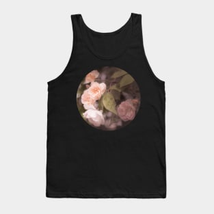 Peach Vintage Roses Circle Sticker Tank Top